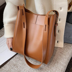 Stylish Faux Leather Tote Bag with Zipper