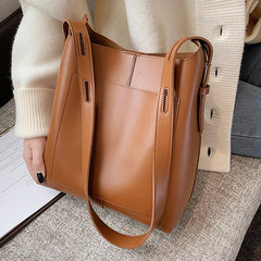 Stylish Faux Leather Tote Bag with Zipper