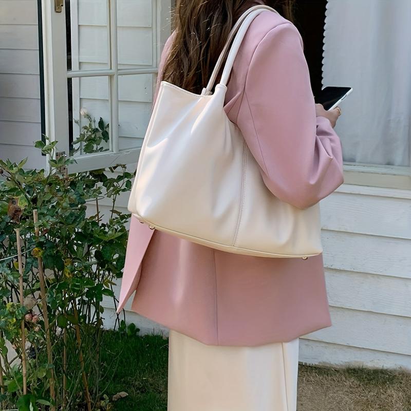 Large Capacity Faux Leather Tote Bag for Work & School
