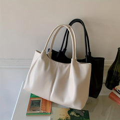 Large Capacity Faux Leather Tote Bag for Work & School