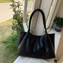 Large Capacity Faux Leather Tote Bag for Work & School