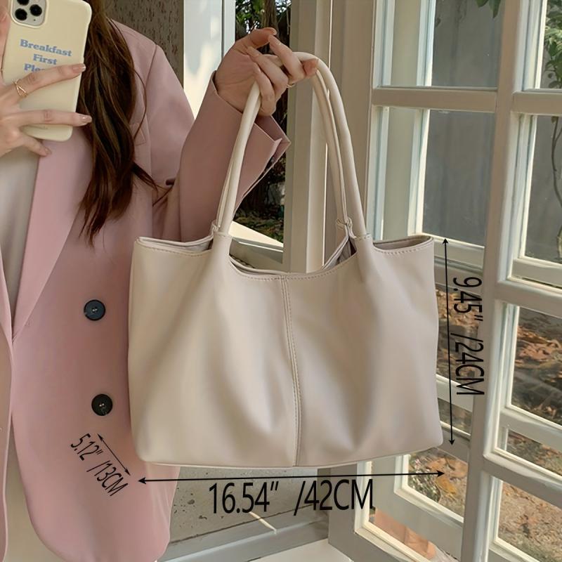 Large Capacity Faux Leather Tote Bag for Work & School