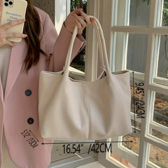 Large Capacity Faux Leather Tote Bag for Work & School