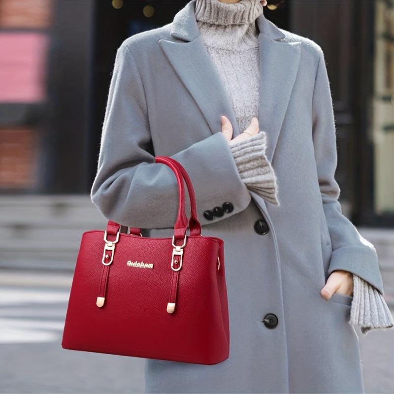 Solid Tote Bag Large Capacity Handbag Top Handle Satchel Purse