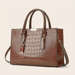 Crocodile Embossed Tote Bag Large Capacity Satchel