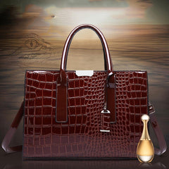 Crocodile Embossed Tote Bag Large Capacity Satchel