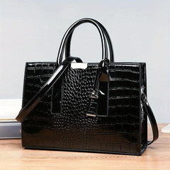 Crocodile Embossed Tote Bag Large Capacity Satchel