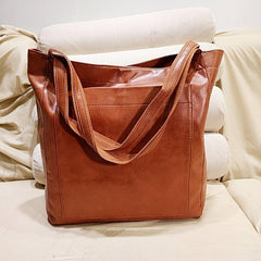 Large Capacity Tote Bag Faux Leather Handbag Women's Casual Shoulder Bag