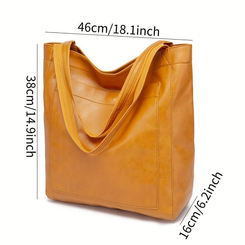 Large Capacity Tote Bag Faux Leather Handbag Women's Casual Shoulder Bag