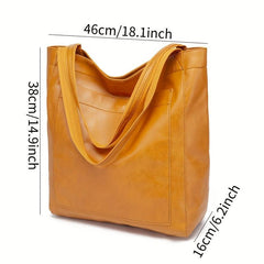 Large Capacity Tote Bag Faux Leather Handbag Women's Casual Shoulder Bag