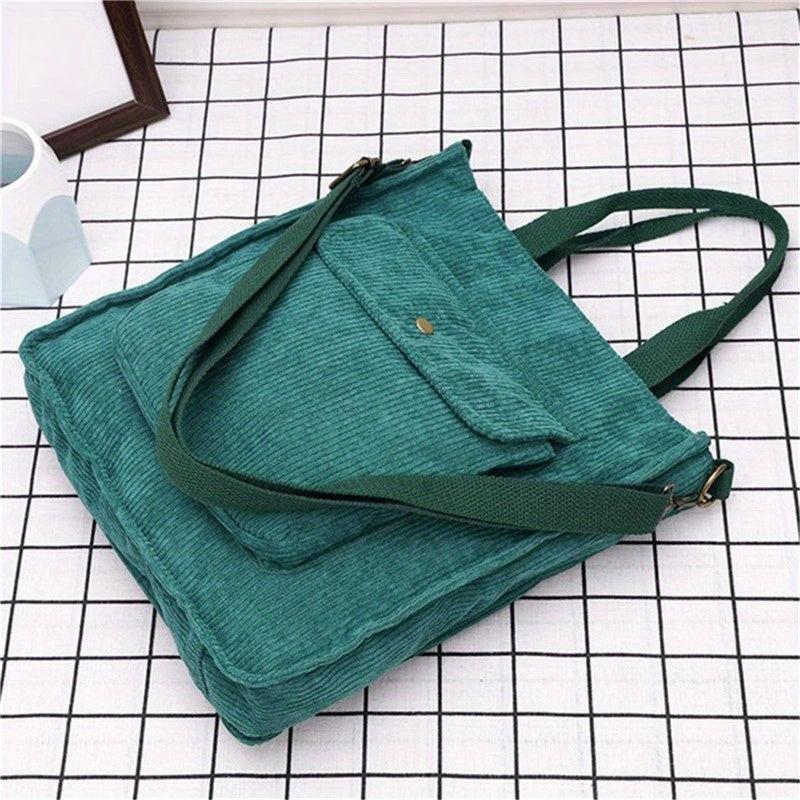 Pink Corduroy Shoulder Bag Large Capacity Casual Tote Bag