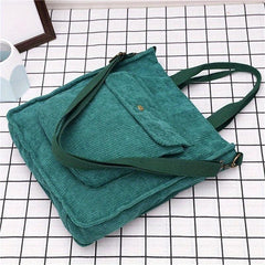 Pink Corduroy Shoulder Bag Large Capacity Casual Tote Bag