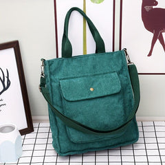Pink Corduroy Shoulder Bag Large Capacity Casual Tote Bag