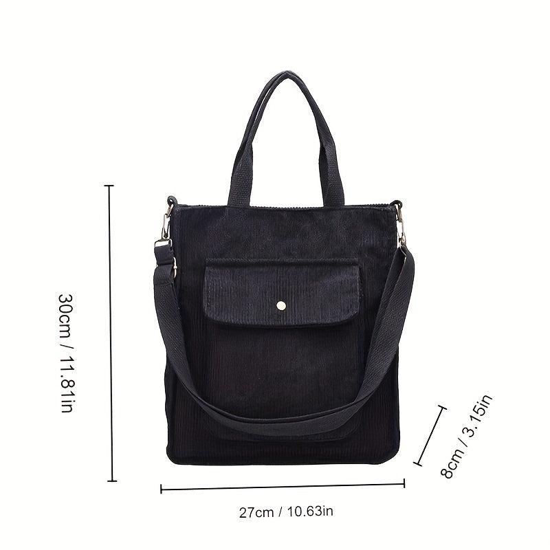 Pink Corduroy Shoulder Bag Large Capacity Casual Tote Bag