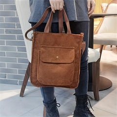 Pink Corduroy Shoulder Bag Large Capacity Casual Tote Bag