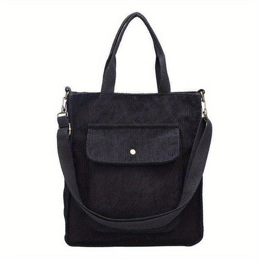 Pink Corduroy Shoulder Bag Large Capacity Casual Tote Bag