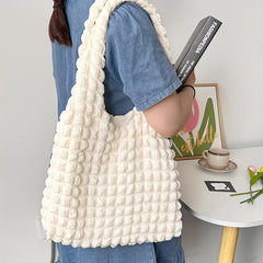 Cloud Shoulder Bag Ruched Tote Literary Handbag Women