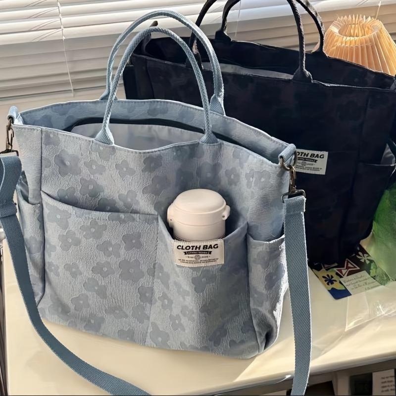 Flower Pattern Canvas Tote Bag Shoulder Handbag For Women