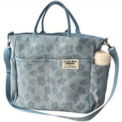 Flower Pattern Canvas Tote Bag Shoulder Handbag For Women