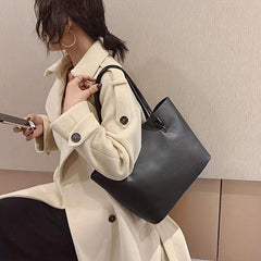 Large Capacity PU Leather Tote Bag for Work & School