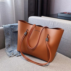 Large Capacity PU Leather Tote Bag for Work & School