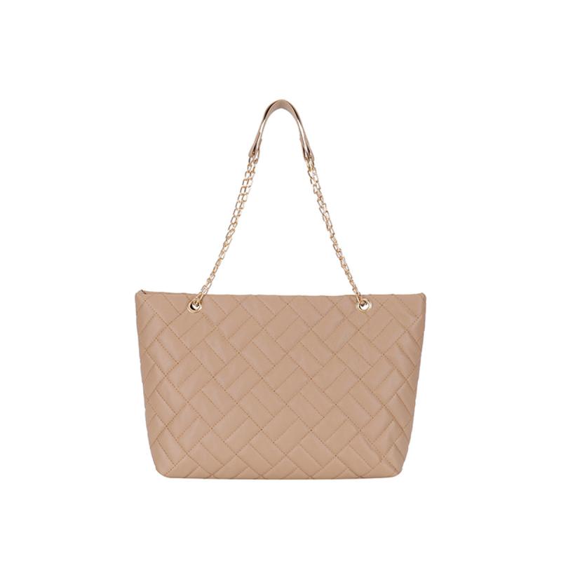 Embossed Tote Bag Faux Leather Chain Straps Handbag