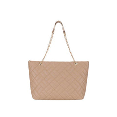 Embossed Tote Bag Faux Leather Chain Straps Handbag