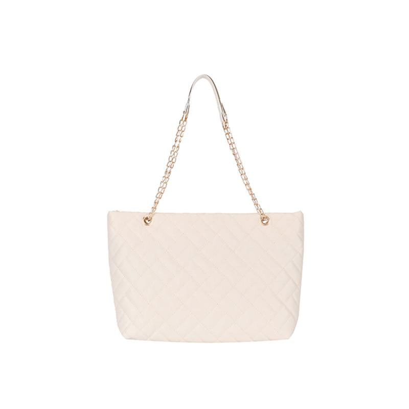 Embossed Tote Bag Faux Leather Chain Straps Handbag