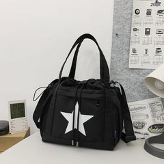 Star Pattern Drawstring Bag Large Capacity Lightweight Travel Storage Bag