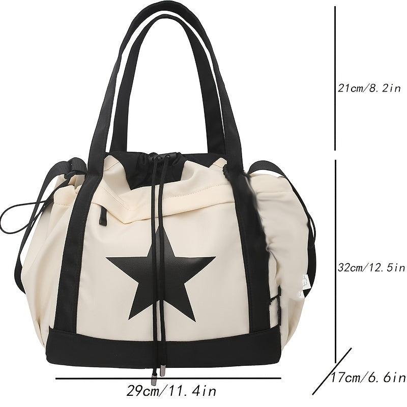 Star Pattern Drawstring Bag Large Capacity Lightweight Travel Storage Bag