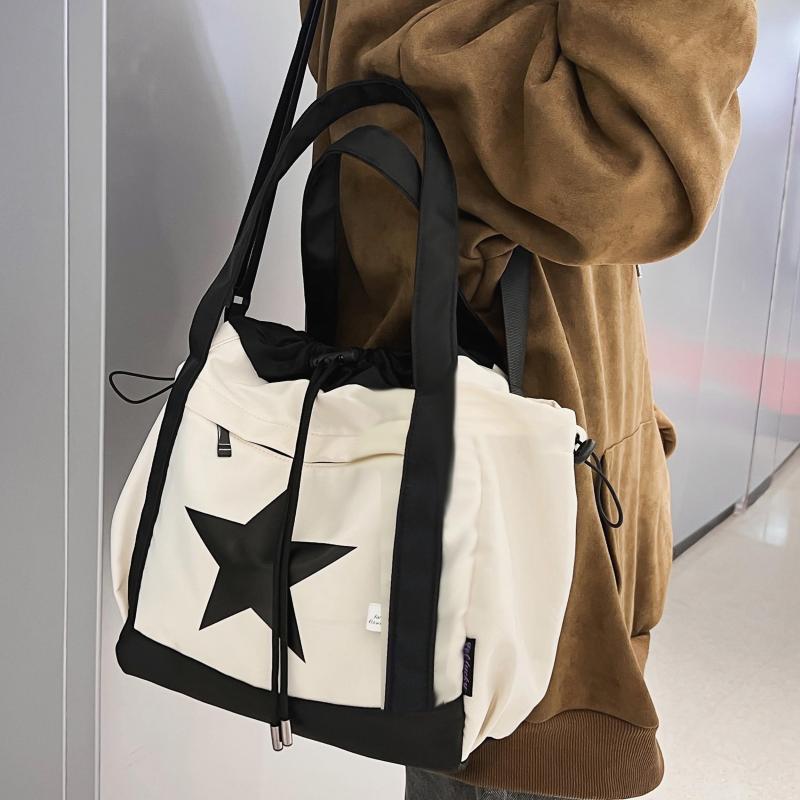 Star Pattern Drawstring Bag Large Capacity Lightweight Travel Storage Bag