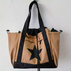 Star Pattern Drawstring Bag Large Capacity Lightweight Travel Storage Bag