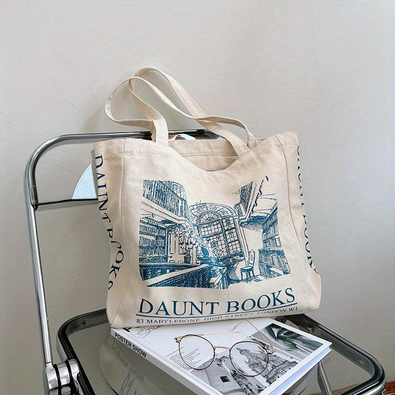 Vintage Flowers Print Canvas Bag Lightweight Shoulder Bag