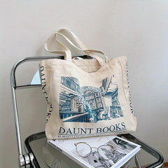 Vintage Flowers Print Canvas Bag Lightweight Shoulder Bag