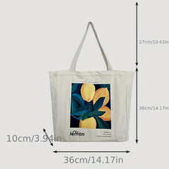 Vintage Flowers Print Canvas Bag Lightweight Shoulder Bag