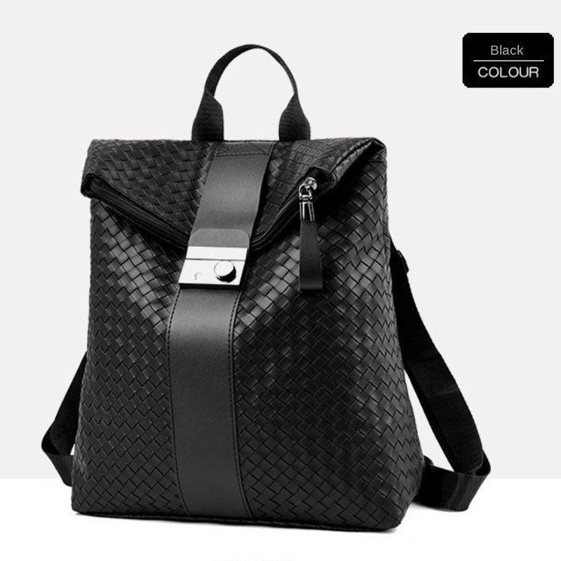 Casual Vintage Braided Backpack Solid Rucksack Versatile Travel Storage Bag
