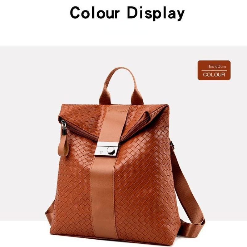 Casual Vintage Braided Backpack Solid Rucksack Versatile Travel Storage Bag