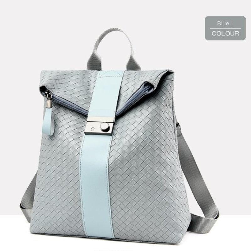 Casual Vintage Braided Backpack Solid Rucksack Versatile Travel Storage Bag