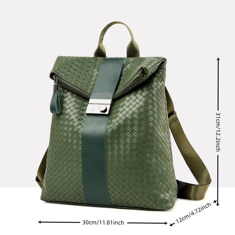 Casual Vintage Braided Backpack Solid Rucksack Versatile Travel Storage Bag