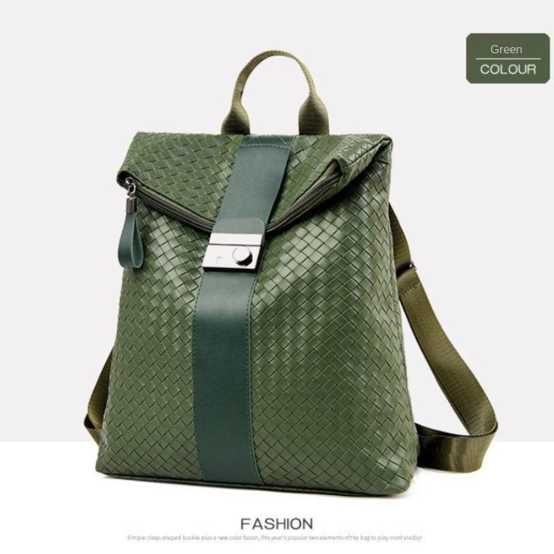 Casual Vintage Braided Backpack Solid Rucksack Versatile Travel Storage Bag