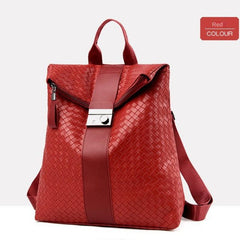 Casual Vintage Braided Backpack Solid Rucksack Versatile Travel Storage Bag