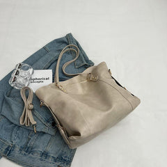 Retro Tote Bag Large Capacity PU Leather Shoulder Messenger Bag