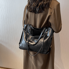 Retro Tote Bag Large Capacity PU Leather Shoulder Messenger Bag