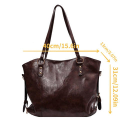 Retro Tote Bag Large Capacity PU Leather Shoulder Messenger Bag