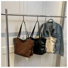 Retro Tote Bag Large Capacity PU Leather Shoulder Messenger Bag