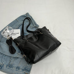 Retro Tote Bag Large Capacity PU Leather Shoulder Messenger Bag