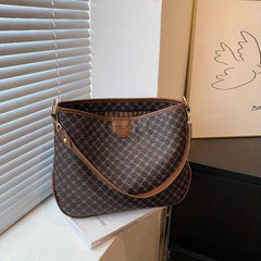 Vintage Printed Tote Bag Vegan Leather Large Shoulder Bag