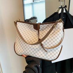 Vintage Printed Tote Bag Vegan Leather Large Shoulder Bag