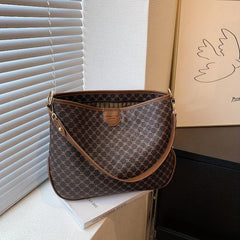 Vintage Printed Tote Bag Vegan Leather Large Shoulder Bag