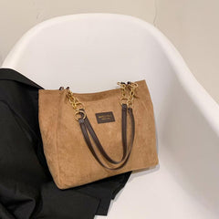 Large Capacity Tote Bag Faux Leather Shoulder Bag Vintage Casual Bag